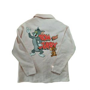 TOM & JERRY Women's button down shirt  light Pink Oversize size M New NWT